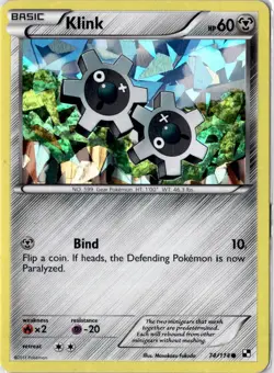 KLINK 74/114 C BLACK & WHITE POKEMON CRACKED ICE HOLO MP - Image 1