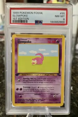 Slowpoke 55/62 - PSA 8 - 1999 Fossil 1st Edition - Pokemon TCG - Common - Image 1