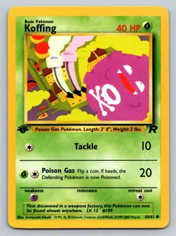 Koffing 58/82 Team Rocket 1st Edition Vintage Non-Holo NM - Image 1
