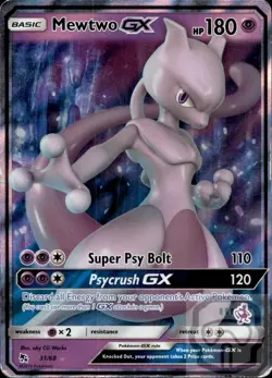 Mewtwo GX 31/68 Holo GX Rare Hidden Fates Pokemon MP - Image 3