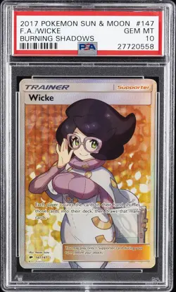2017 POKEMON SUN & MOON BURNING SHADOWS #147 FULL ART/WICKE PSA 10 - Image 1