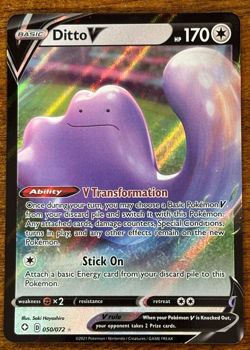 Pokemon TCG Ditto V #050/072 Shining Fates Holo Ultra Rare - Image 1