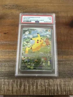 2024 POKEMON SVP EN-SV BLACK STAR PROMO PALDEA ADVENTURE CHEST PIKACHU PSA 7 - Image 1