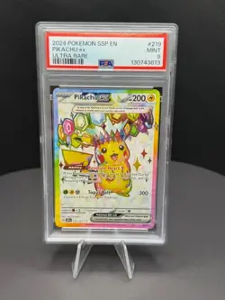 PIKACHU EX 2024 POKEMON S&V SURGING SPARKS ULTRA RARE 219/191 PSA 9 - Image 1