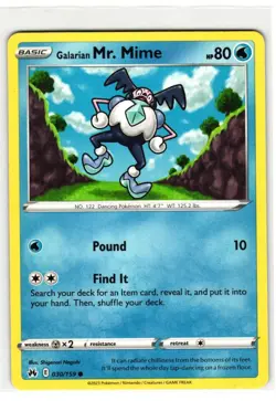 GALARIAN MR. MIME 030/159 CROWN ZENITH ENGLISH POKEMON TCG - Image 1