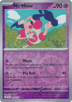 Mr. Mime 058/159 Journey Together Pokemon TCG Reverse Holo - Image 1