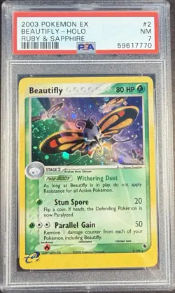 2003 Pokemon EX Ruby & Sapphire 2 Beautifly Holo PSA 7 NM - Image 1