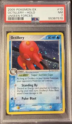 2005 Pokemon EX Unseen Forces 10 Octillery Holo PSA 7 NM - Image 1