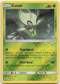 Celebi 4/236 Holo Rare Unified Minds Pokemon Near Mint - Image 1