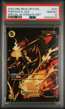 2025 ONE PIECE OP12-LEGACY OF THE MASTER #011 PORTGAS D. ACE PSA 10 - Image 1