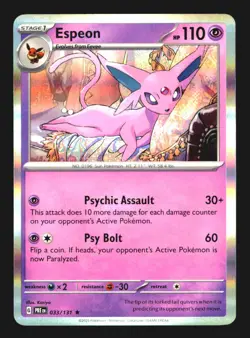 Espeon – 033/131 – Prismatic Evolutions – Holo Pokemon Card TCG - Image 1