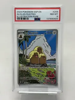 Pokemon SSP EN Alolan Dugtrio Illustration Rare #208/191 Surging Sparks PSA 8 - Image 1