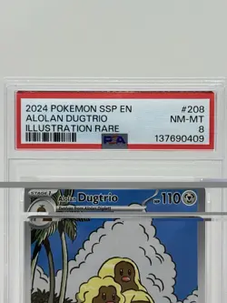 Pokemon SSP EN Alolan Dugtrio Illustration Rare #208/191 Surging Sparks PSA 8 - Image 2