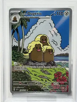 Pokemon SSP EN Alolan Dugtrio Illustration Rare #208/191 Surging Sparks PSA 8 - Image 3
