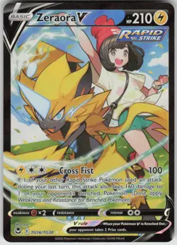 Pokemon Zeraora V Ultra Rare SWSH12: Silver Tempest Trainer Gallery TG16/TG30 NM - Image 1