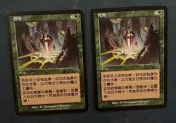 MTG 2X CHINESE MERCADIAN MASQUES LAND GRANT MAGIC THE GATHERING GREEN COMMON - Image 3
