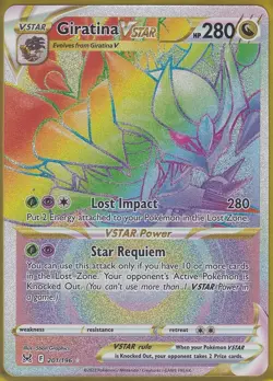 Giratina VSTAR (Secret) 201/196 Swsh11: Lost Origin Holo RAINBOW Pokemon NM - Image 1