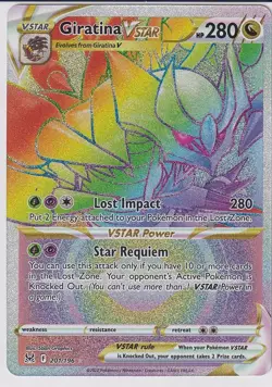 Giratina VSTAR (Secret) 201/196 Swsh11: Lost Origin Holo RAINBOW Pokemon NM - Image 2