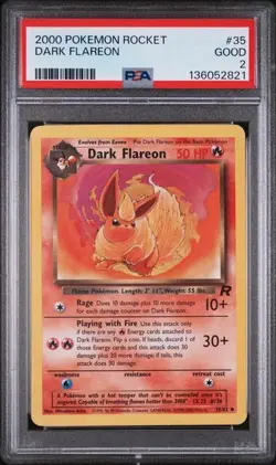 New Cert* Dark Flareon PSA 2 - POP 5 - Team Rocket - Pokemon 2000 WOTC #35/82 - Image 1