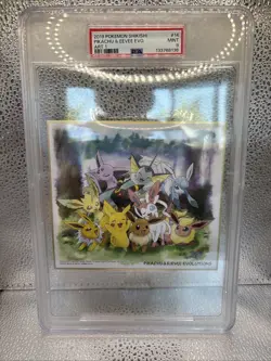 2019 POKEMON SHIKISHI ART 1 #14 PIKACHU & EEVEE EVOLUTIONS PSA 9 - Image 1