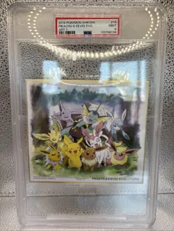 2019 POKEMON SHIKISHI ART 1 #14 PIKACHU & EEVEE EVOLUTIONS PSA 9 - Image 2