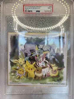 2019 POKEMON SHIKISHI ART 1 #14 PIKACHU & EEVEE EVOLUTIONS PSA 9 - Image 4