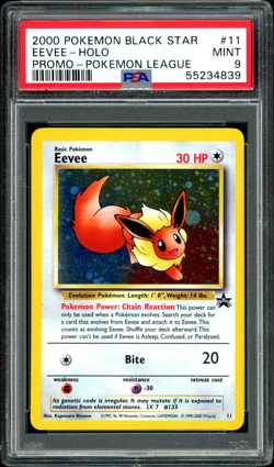 2000 Pokemon Promo Black Star #11 Eevee-Holo Promo Pokemon League PSA 9 - Image 1