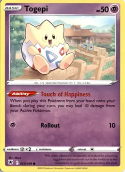 Togepi 055/189 SWSH10: Astral Radiance Pokemon Card TCG - Image 1