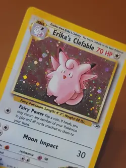 Erika’s Clefable Holo 3/132 Gym Heroes Pokemon Card DMG Creased - Image 2