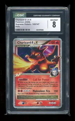 CGC 8 Charizard G LV.X 2009 Supreme Victors 143/147 Holo Pokemon Card - Image 1