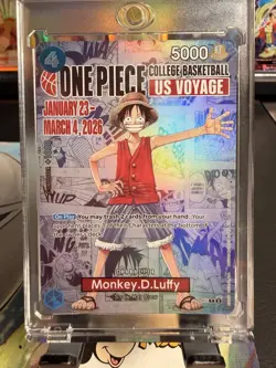 Bandai One Piece Monkey.D.Luffy US Voyage Promo Full Art Holo Card P-055 - Image 1