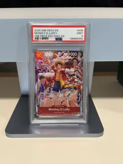 2025 ONE PIECE PROMOS #006 MONKEY D. LUFFY ONE PIECE DAY DALLAS PSA 9 - Image 1