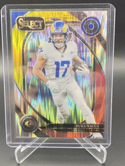 Panini 2024 Select Red & Yellow Shock Prizm Club Lev 287 Puka Nacua Los Angeles - Image 1