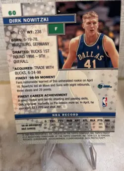 Dirk Nowitzki NBA Card Lot (2) Dallas Mavericks 1999 Topps Finest SP Authentic - Image 5