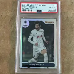 2021-22 Topps Merlin Chrome UCL Heung-min Son Refractor #71 PSA 10 - Image 2