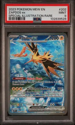 2023 POKEMON MEW EN-151 SPECIAL ILLUSTRATION RARE #202 ZAPDOS EX PSA 9 - Image 1