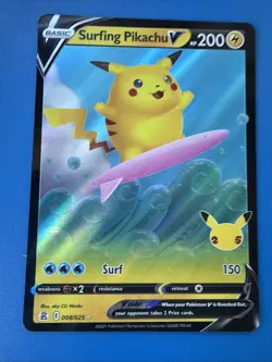 Surfing Pikachu V Foil #8 Pokemon Card 2021 - Image 1