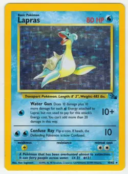 Lapras 10/62- Fossil Unlimited Pokemon Card Holo Rare - LP - Image 1