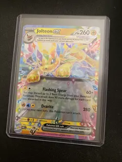 Pokemon Jolteon ex 030/131 Prismatic Evolutions Holo Card w/ Top Loader - Image 1