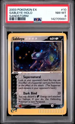 2003 POKEMON EX SANDSTORM #10 SABLEYE-HOLO PSA 8 - Image 1