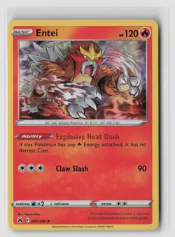 Entei #021/159 Crown Zenith Holo Rare Pokemon TCG NM - Image 1