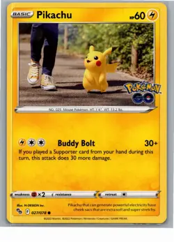 Pikachu (27) Common Pokemon GO 027/078 NM - Image 1