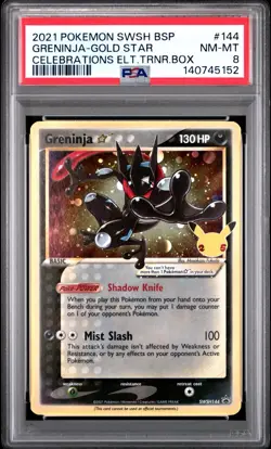 2021 POKEMON SWSH BLACK STAR PROMO #144 GRENINJA-GOLD STAR PSA 8 Celebrations - Image 1
