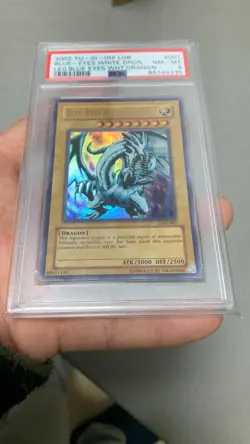 2002 YuGiOh Blue-Eyes White Dragon LOB-001 Ultra Rare PSA 8 - Image 3