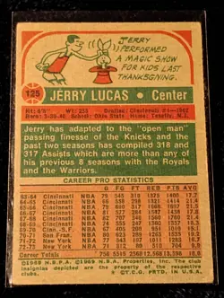 1973-74 Topps Basketball - #125 Jerry Lucas - New York Knicks VG-EX Condition - Image 2