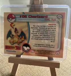 #06 Charizard Topps TV ANIMATION Pokemon Card Red LOGO . Year 1999 - Image 2
