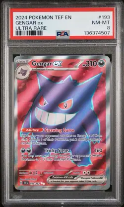 PSA 8 Gengar 193/162 Pokemon Temporal Forces Ultra Rare Graded Card - Image 1