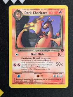 Dark Charizard 21/82 Team Rocket Pokemon HP DMG - Image 1