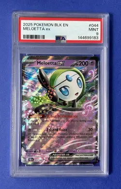 2025 Pokemon BLK EN Meloetta ex #044 PSA 9 MINT - Image 1