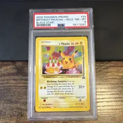 Birthday Pikachu #24 - Black Star Promo - PSA 8 🎂 - Image 1